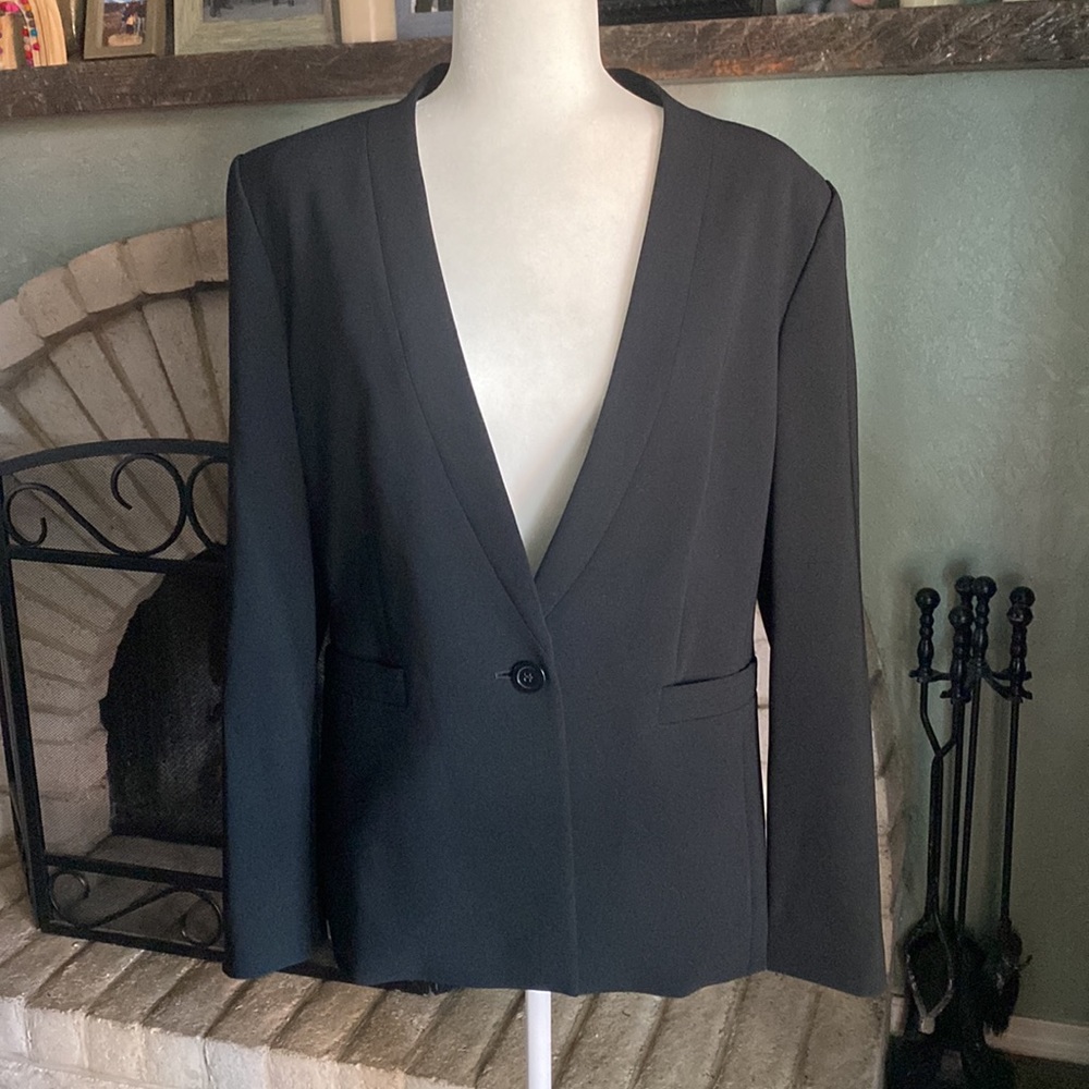 Talbots Basic Blazer 2-Button Black Jacket, 14,Nwt - image 3